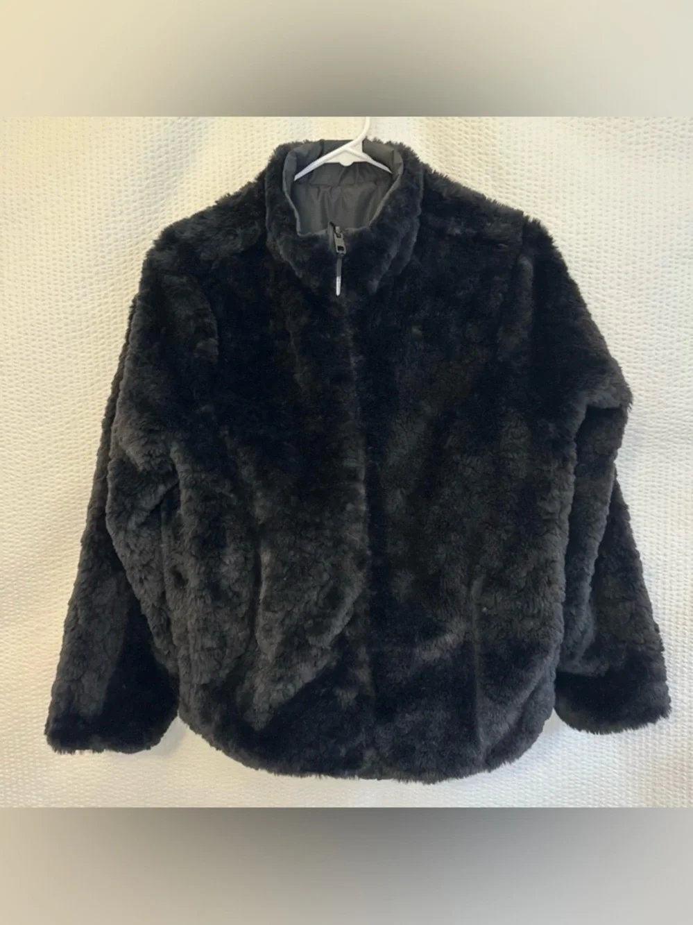Athleta Girl Cool Days Black Jacket Faux Fur Size: 14